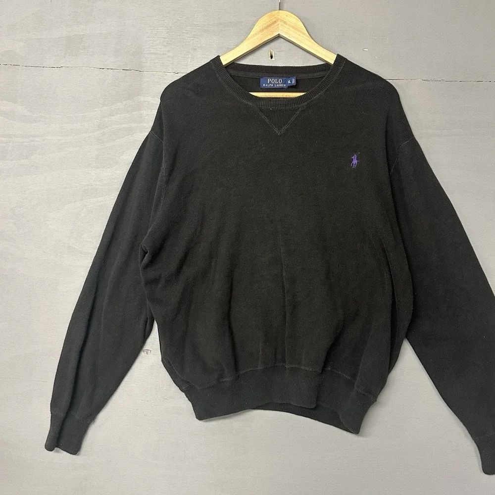 Polo Ralph Lauren Pullover Knit Sweater Men's XL Black Red Pony‎